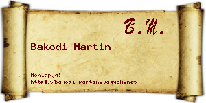 Bakodi Martin névjegykártya